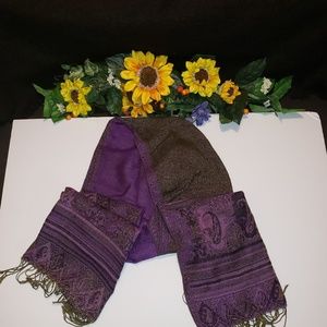 Reversible green purple wrap scarf